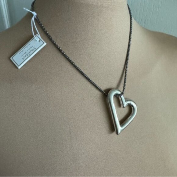 Shablool Israel Floating Heart Electroform St Slv 925 Pendant w Popcorn necklace - Picture 15 of 16